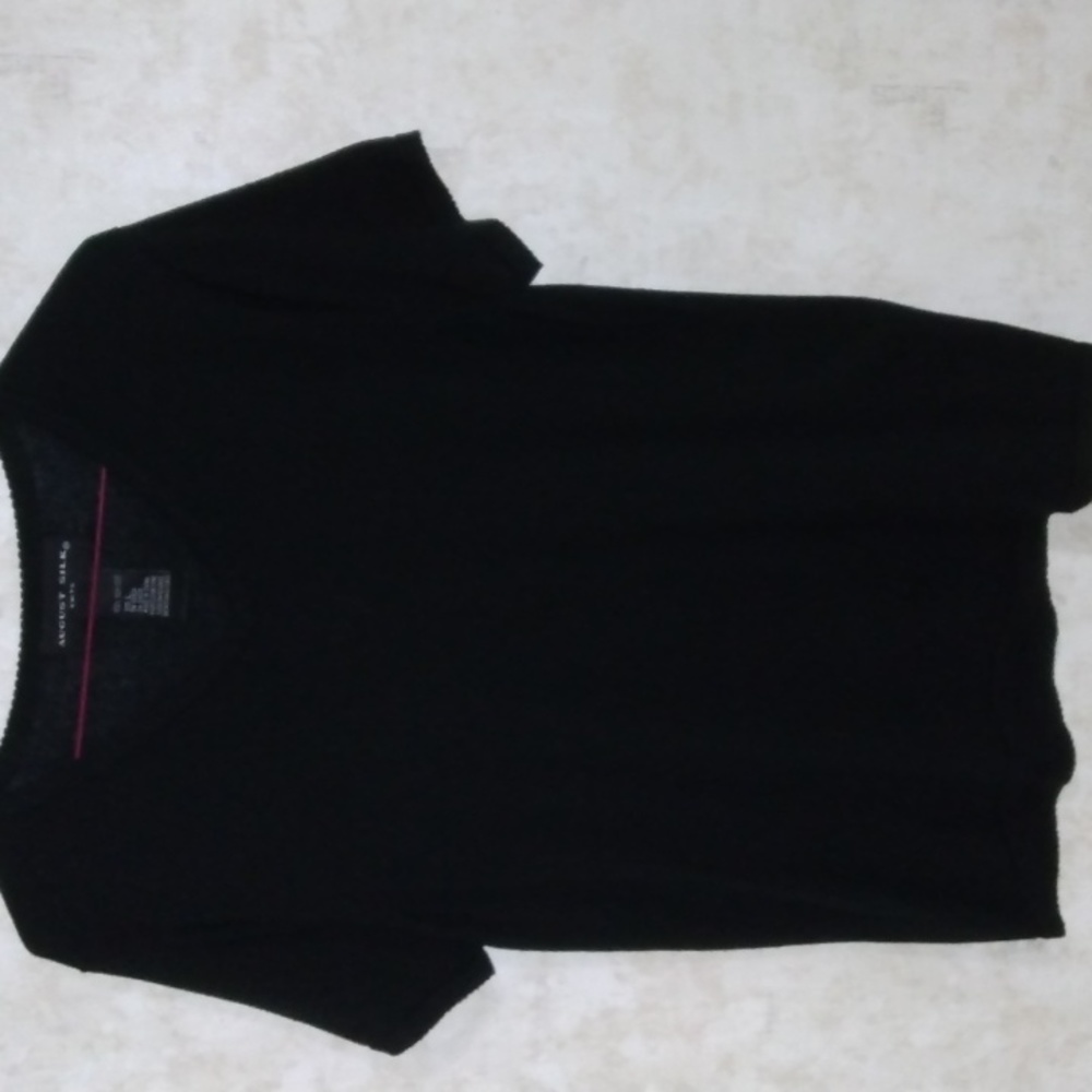 EUC August Silk Black Short Sleeve Silk Sweater Size M/L